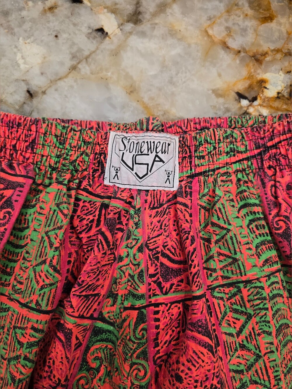 Vintage Super Rare Stonewear USA Muscle Pants Neon Gecko Print 100% Cotton S-M - Picture 5 of 6